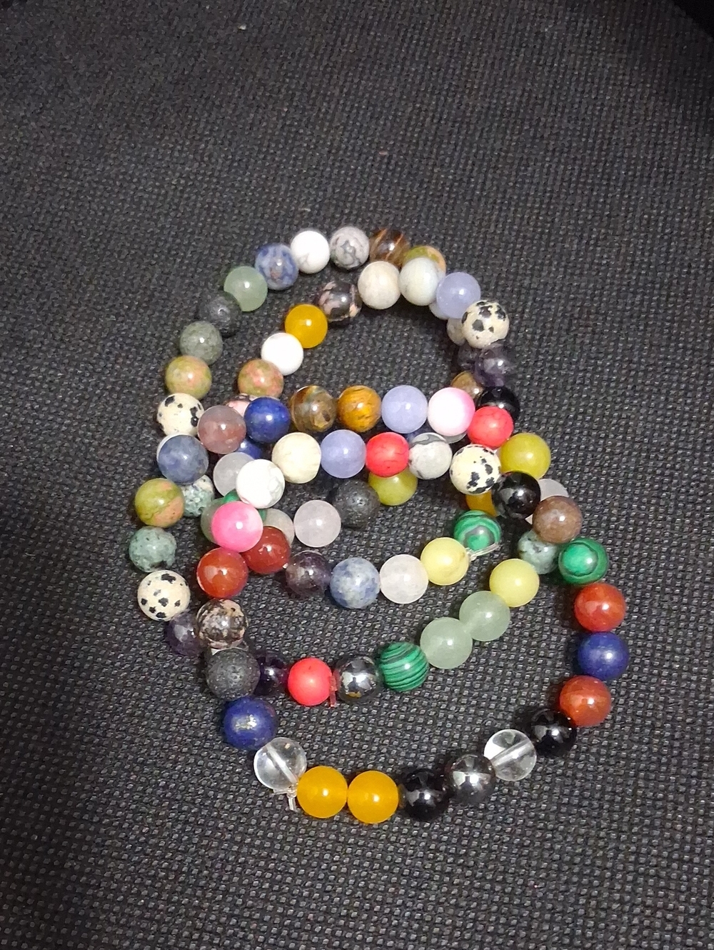 Multicolor Natural Earthtone  Stone Beaded Stretch Bracelet  Handmade.